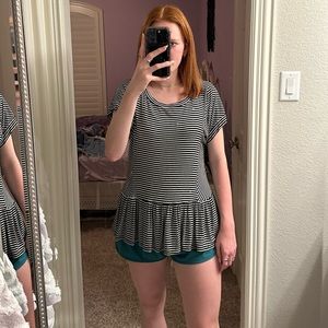 JUN IVY black and white striped blouse